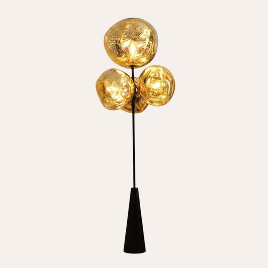 goodlampe lampadaire moderne en alliage doré avec abat-jour texturé en forme de bulle, idéal pour salon et villa.