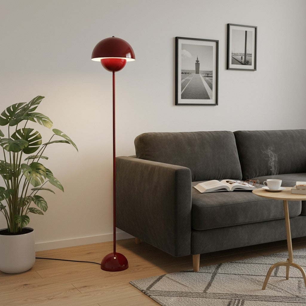 goodlampe lampadaire rouge en métal style scandinave, éclairage vers le haut et le bas, sans abat-jour