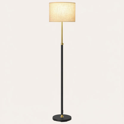 goodlampe lampadaire noir et doré réglable avec abat-jour en tissu façon lin, hauteur 140-170 cm