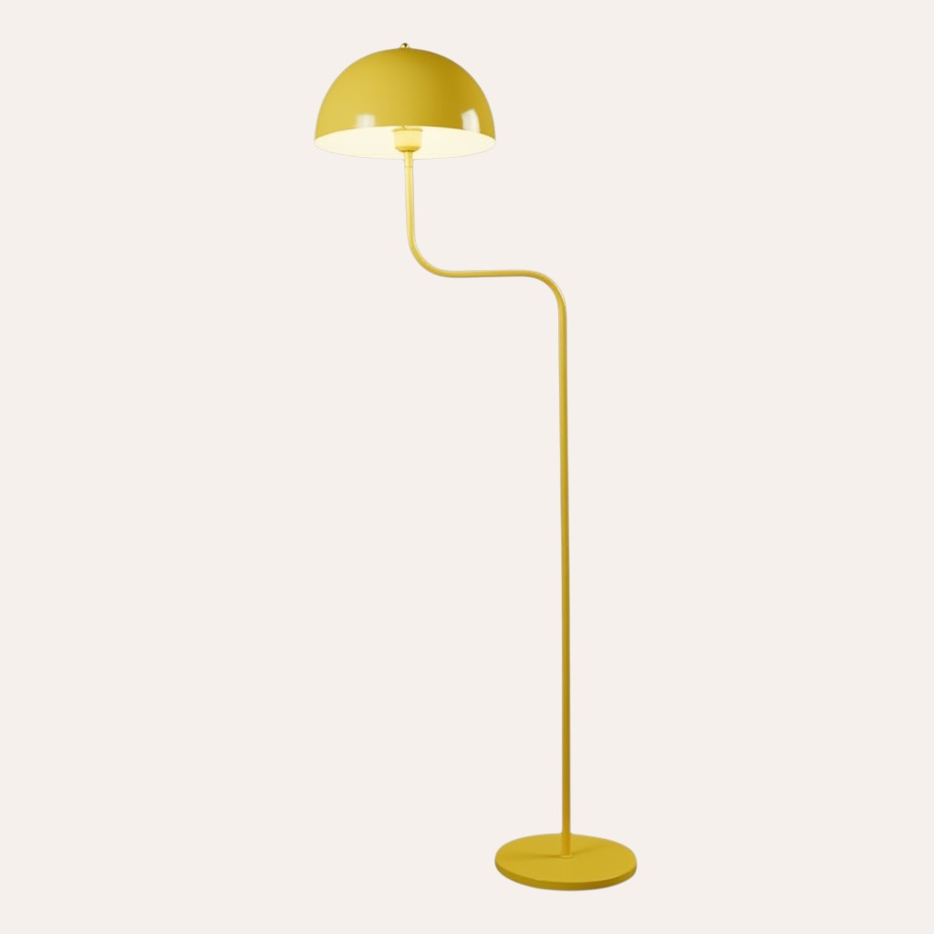 goodlampe lampadaire rétro danois gris en métal, design art déco avec abat-jour en dôme, éclairage haut et bas.
