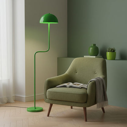 goodlampe lampadaire rétro vert en métal avec abat-jour dôme, style art déco pour salon