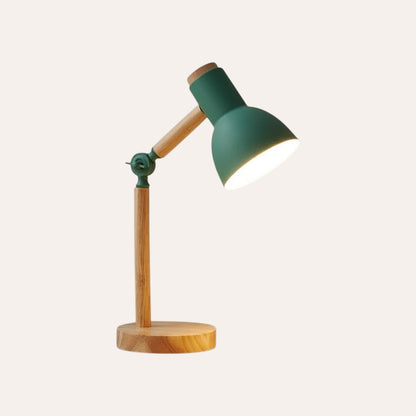 goodlampe lampe de bureau nordique en bois vert avec tête pivotante et éclairage LED, idéale pour la lecture ou le bureau.
