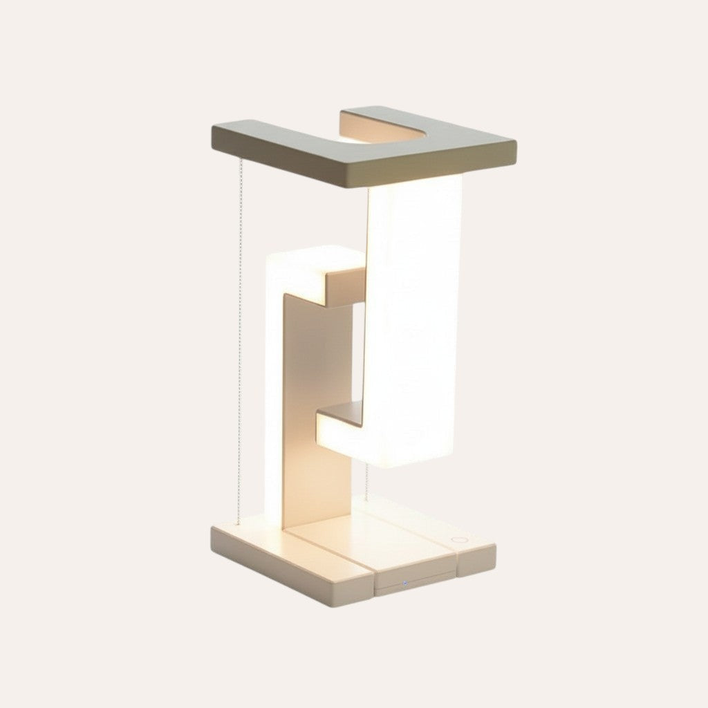 Lampe de bureau goodlampe LED flottante, design moderne, chargeur sans fil 10W intégré, interrupteur tactile, ABS et plastique.