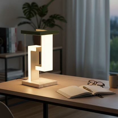 Lampe de bureau goodlampe LED flottante, design moderne en ABS et plastique, avec chargeur sans fil 10W intégré, interrupteur tactile.