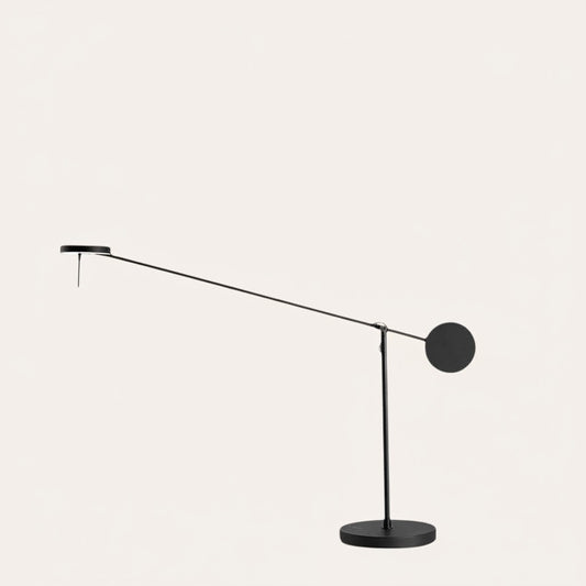 goodlampe Lampe de bureau noire design bras long en fer, style moderne, éclairage LED réglable.