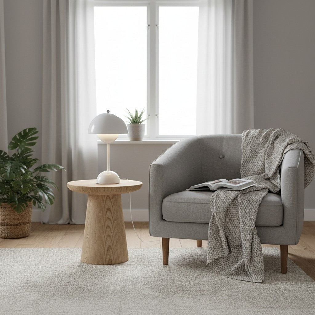 goodlampe lampe champignon LED blanche rechargeable en métal, style moderne nordique, idéale pour chevet ou bureau.