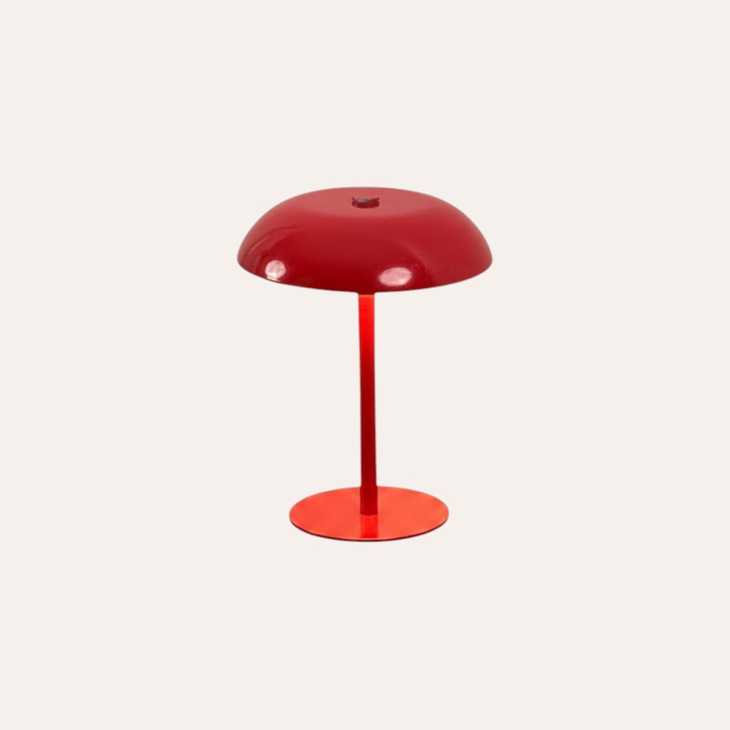 goodlampe lampe champignon LED rouge tactile rechargeable en métal, design moderne, intensité variable, idéale pour chambre ou décoration.
