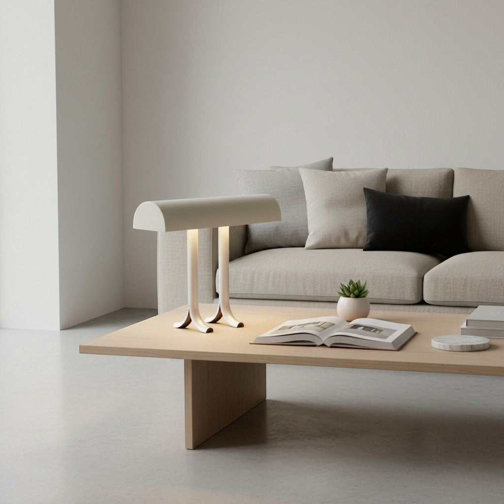 Lampe de table goodlampe blanche en fer, style nordique créatif, éclairage LED pour bureau ou chambre.