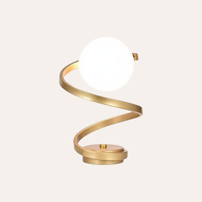 Lampe de table goodlampe dorée en verre et métal, style nordique rétro avec abat-jour sphérique blanc