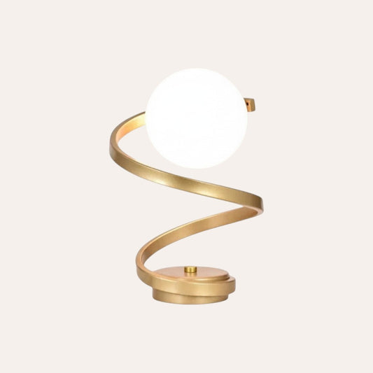 Lampe de table goodlampe dorée en verre et métal, style nordique rétro avec abat-jour sphérique blanc