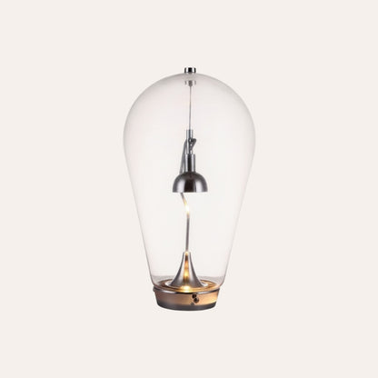 goodlampe lampe de table en verre transparent avec finition chrome poli, style Art Déco/Minimaliste italien, interrupteur tactile