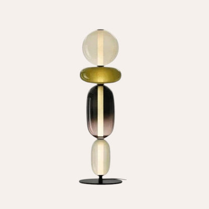 Lampe de table goodlampe au design italien avec des sphères en verre superposées et une base en métal noir