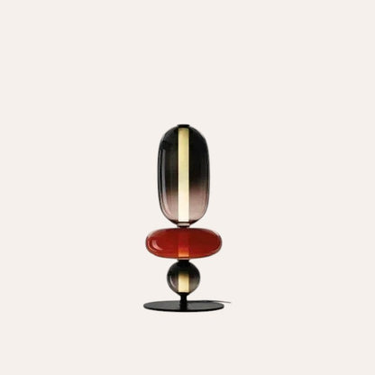 Lampe de table goodlampe design italien en verre soufflé multicolore avec base en métal noir