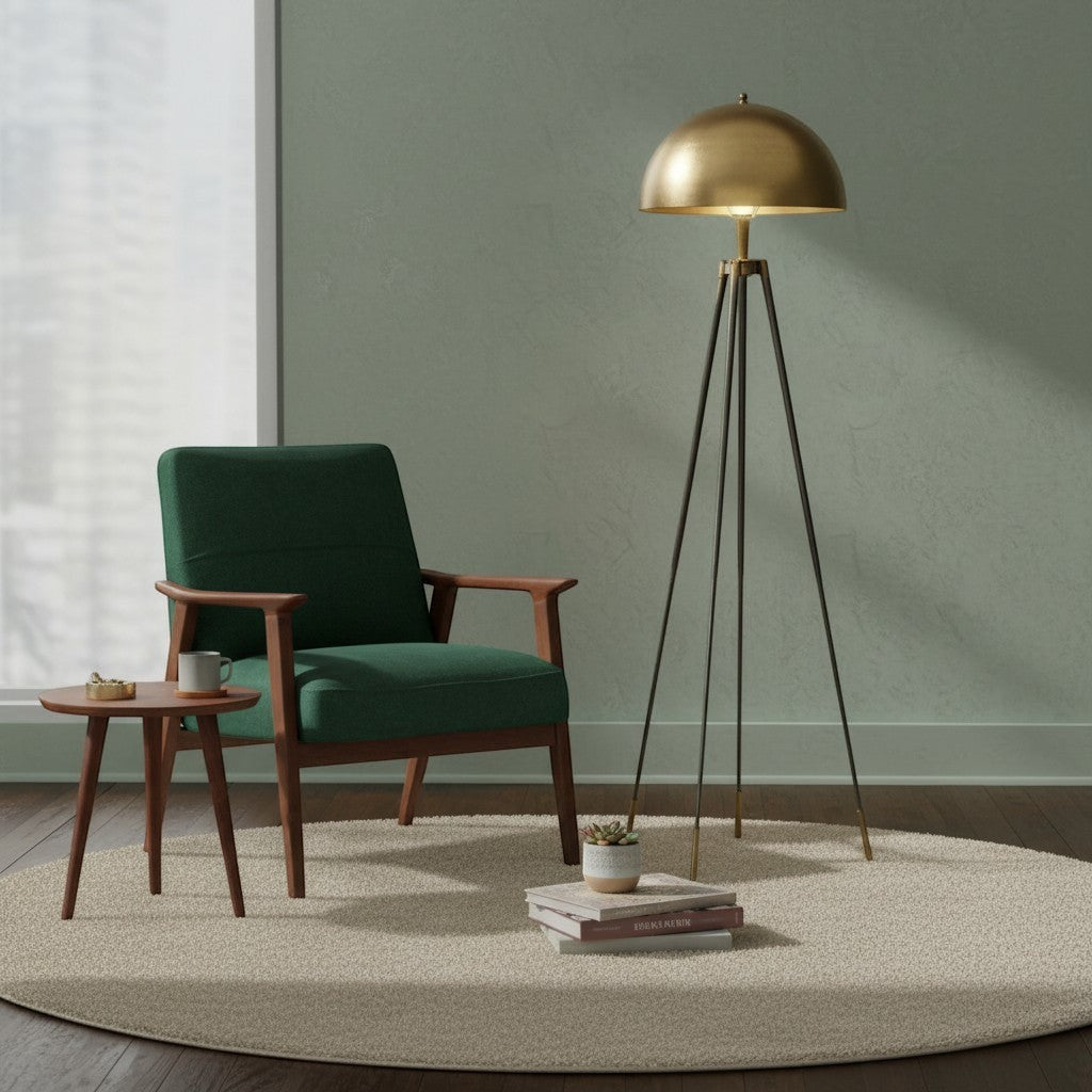 goodlampe lampe trèfle minimaliste dorée avec abat-jour dôme sur trépied, style contemporain pour salon ou villa