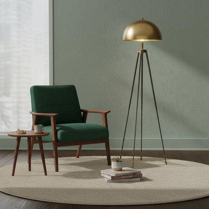 goodlampe lampe trèfle minimaliste dorée avec abat-jour dôme sur trépied, style contemporain pour salon ou villa