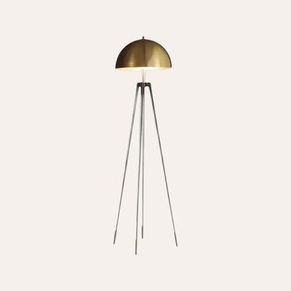 goodlampe lampe trèfle minimaliste dorée avec abat-jour dôme sur trépied noir, style contemporain