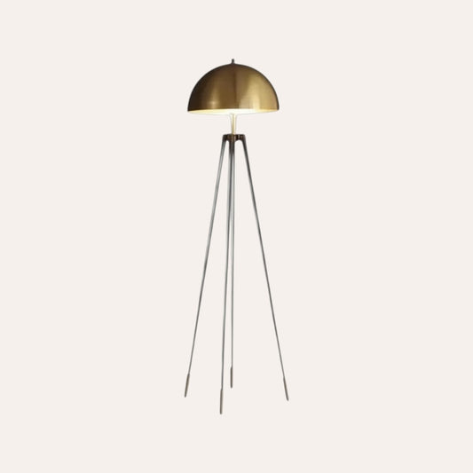 goodlampe lampe trèfle minimaliste dorée avec abat-jour dôme sur trépied noir, style contemporain