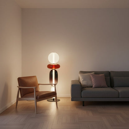 goodlampe lampe de table design italien en verre bonbon, verre dégradé noir et rouge, base noire, éclairage LED