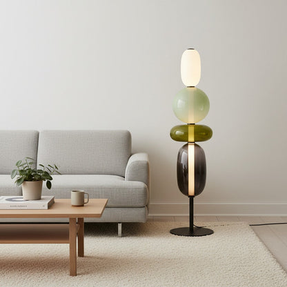 goodlampe lampe de table design italien en verre bonbon, 4 globes empilés aux couleurs dégradées, éclairage LED