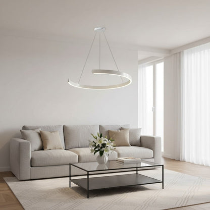 goodlampe lustre blanc moderne en aluminium à 60cm, design anneau unique, dimmable, idéal salon et bureau