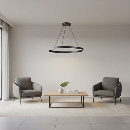 goodlampe lustre noir unique anneau 80cm en aluminium, style moderne, éclairage LED dimmable