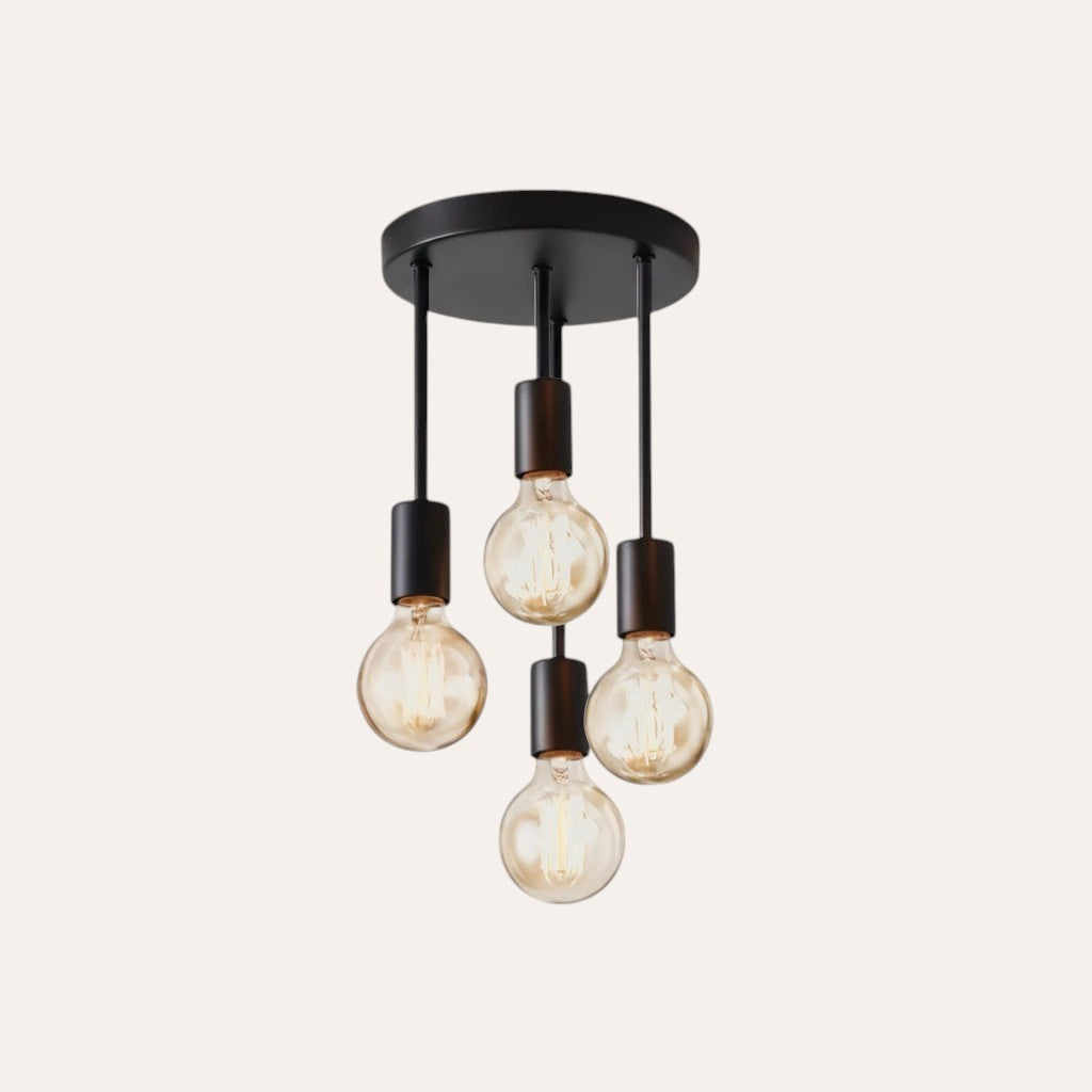 goodlampe modern black iron ceiling light with 4 E27 bulb sockets, surface mounted