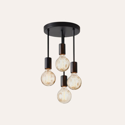goodlampe modern black iron ceiling light with 4 E27 bulb sockets, surface mounted