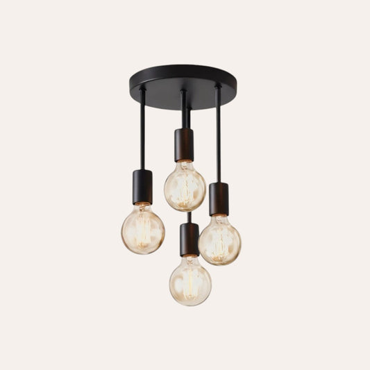 goodlampe modern black iron ceiling light with 4 E27 bulb sockets, surface mounted