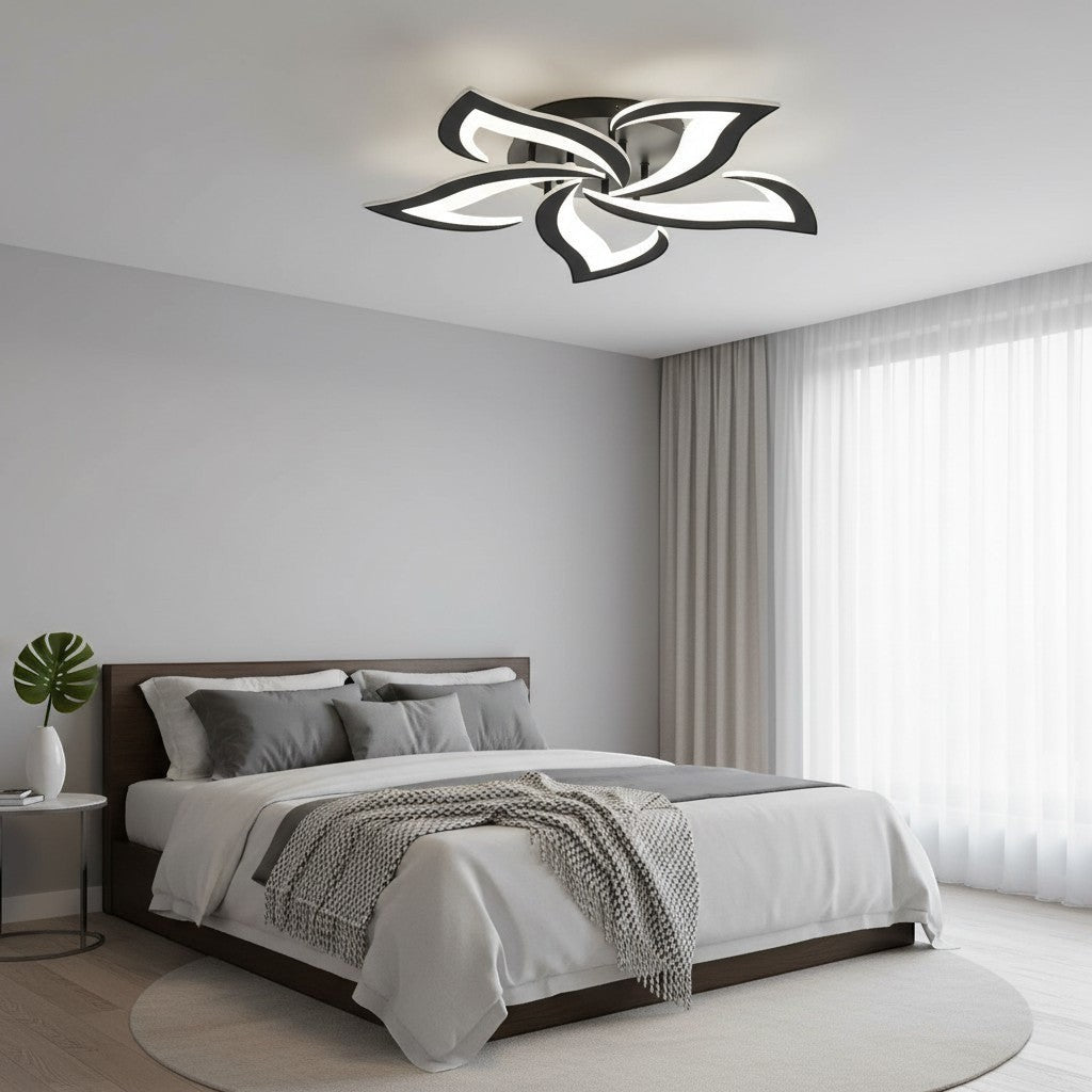 goodlampe modern black and white acrylic 5-petal LED ceiling light, cool white light