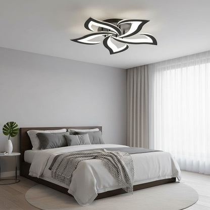 goodlampe modern black and white acrylic 5-petal LED ceiling light, cool white light