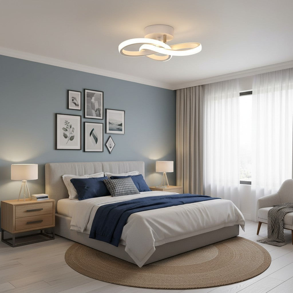 goodlampe modern white metal and acrylic LED ceiling light with intertwined loops, 20W, 2200LM