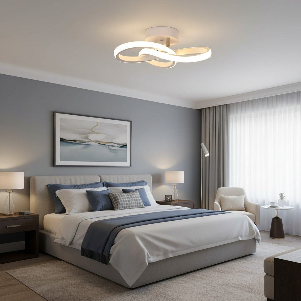 goodlampe modern white metal and acrylic LED ceiling light with intertwined loops, 20W, 2200LM