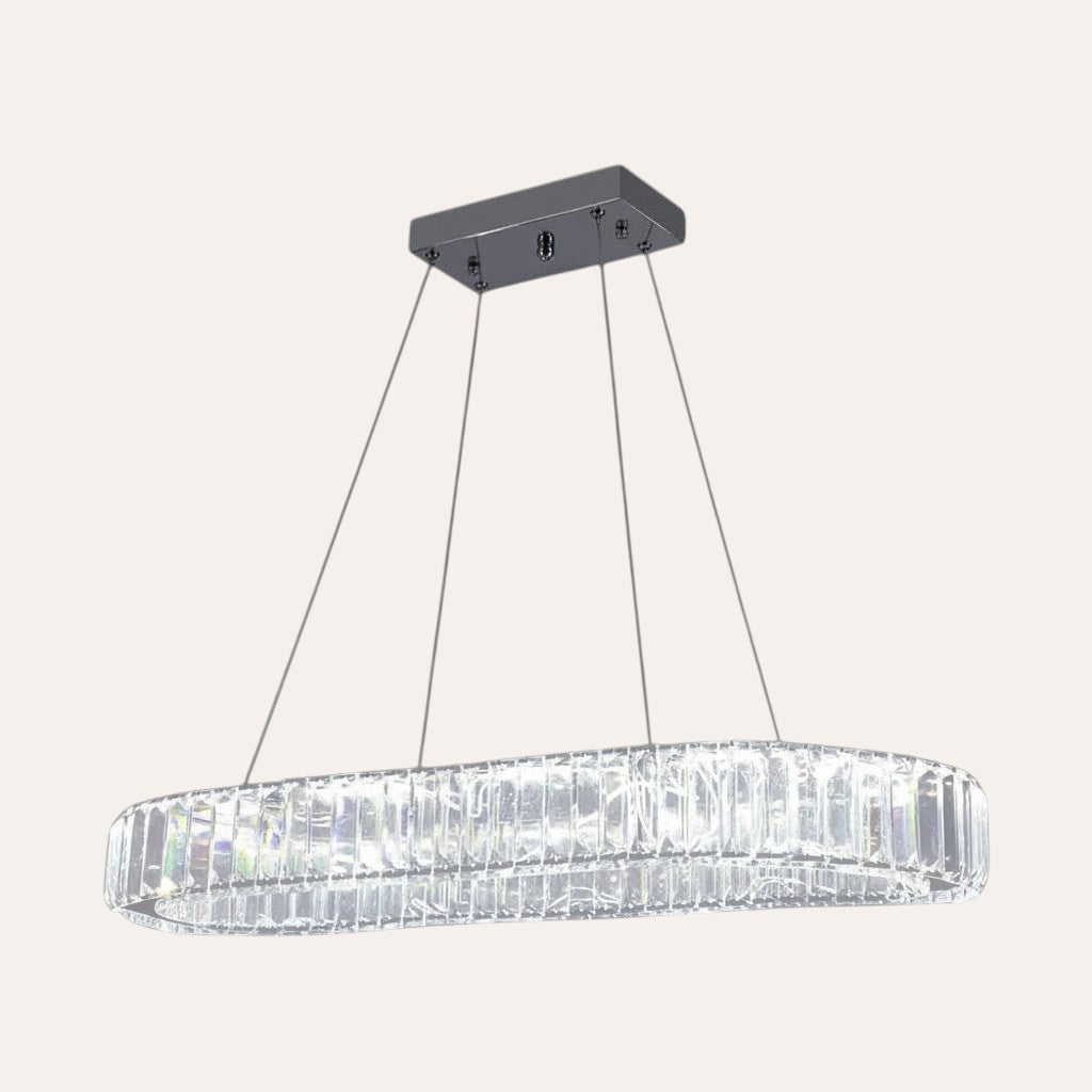 goodlampe modern oval crystal chandelier with LED lights, 9.8in width, for dining room or living room