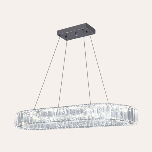 goodlampe modern oval crystal chandelier with LED lights, 9.8in width, for dining room or living room