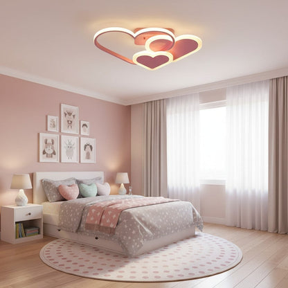 goodlampe pink dimmable LED heart ceiling light with metal and acrylic construction, adjustable brightness and color temperature.