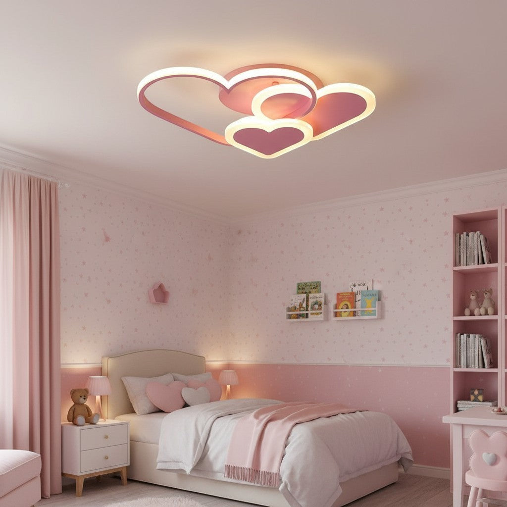 goodlampe pink dimmable LED heart ceiling light with acrylic and metal construction, ideal for romantic ambiance.