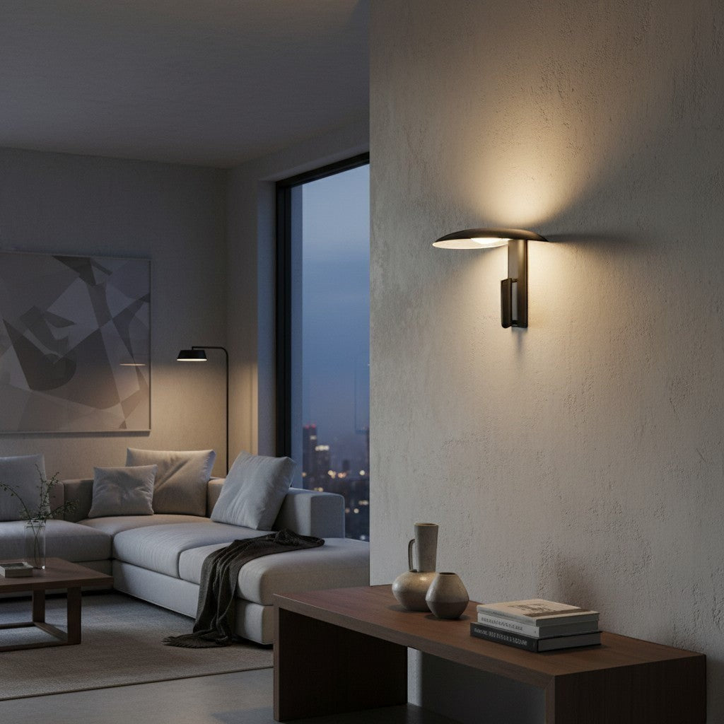 goodlampe modern red mushroom wall light with metal finish and upward/downward light direction