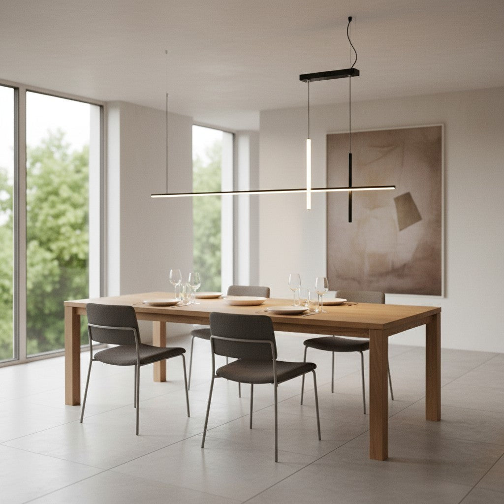 goodlampe suspension linéaire design croix noir 100cm aluminium dimmable pour table à manger cuisine bar