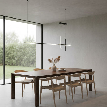 goodlampe Suspension linéaire design croix 120cm noir aluminium, éclairage LED dimmable, style moderne minimaliste.