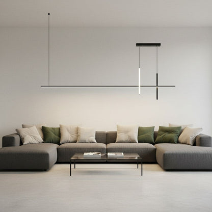 goodlampe suspension linéaire design croix noir 150cm en aluminium, éclairage LED dimmable