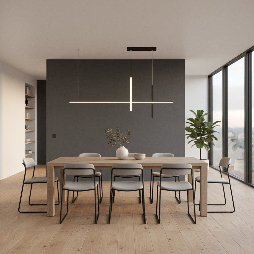 goodlampe Suspension linéaire design croix noire 80cm en aluminium, éclairage LED dimmable, style moderne