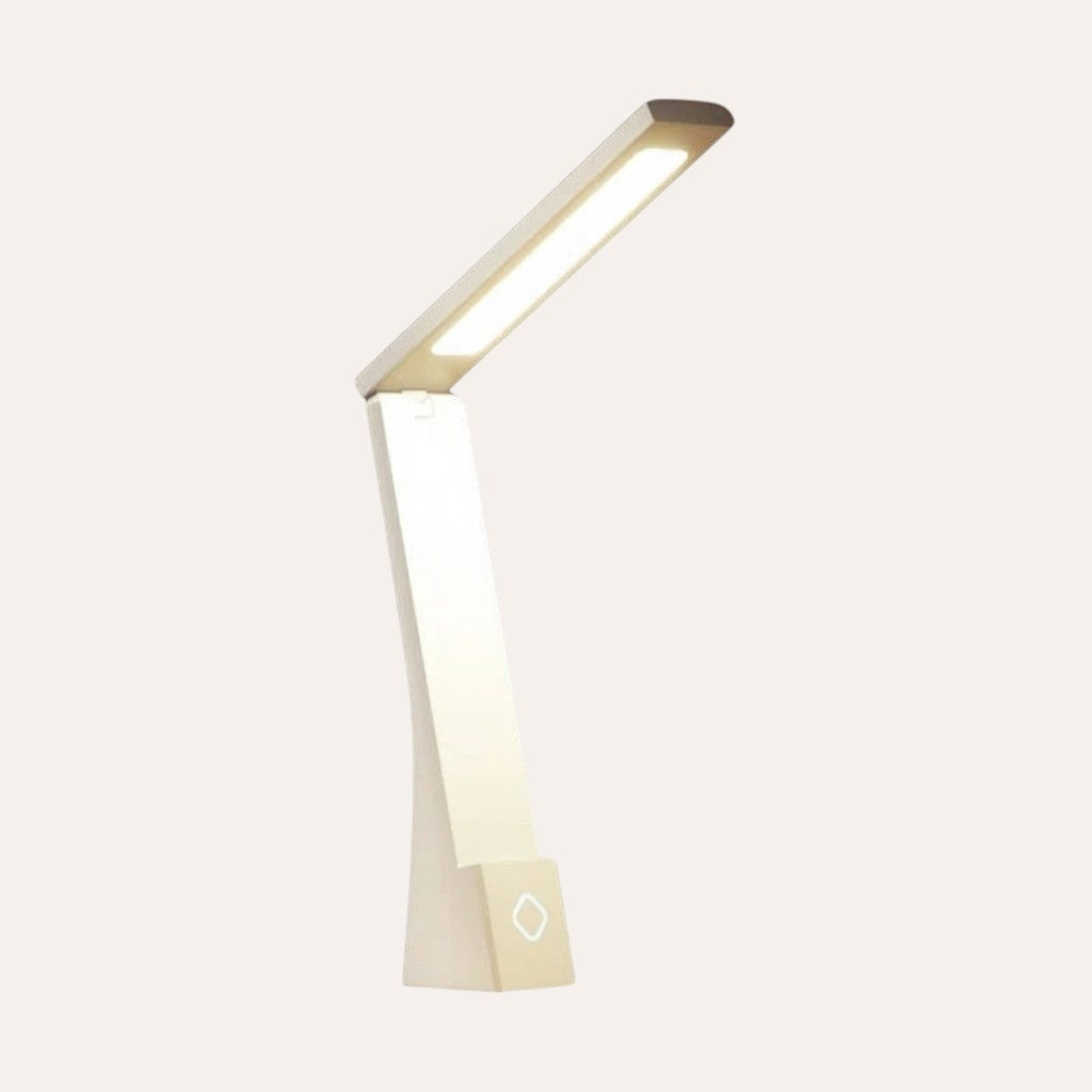 goodlampe white foldable LED desk lamp, rechargeable with dimmable light and touch control.