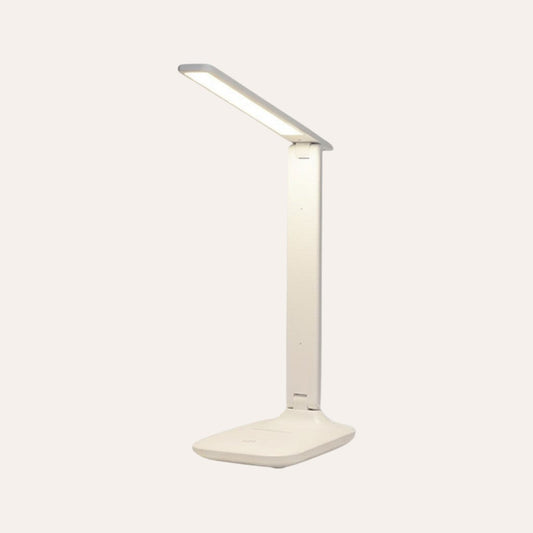 goodlampe white foldable LED desk lamp with touch control and adjustable brightness, USB powered.