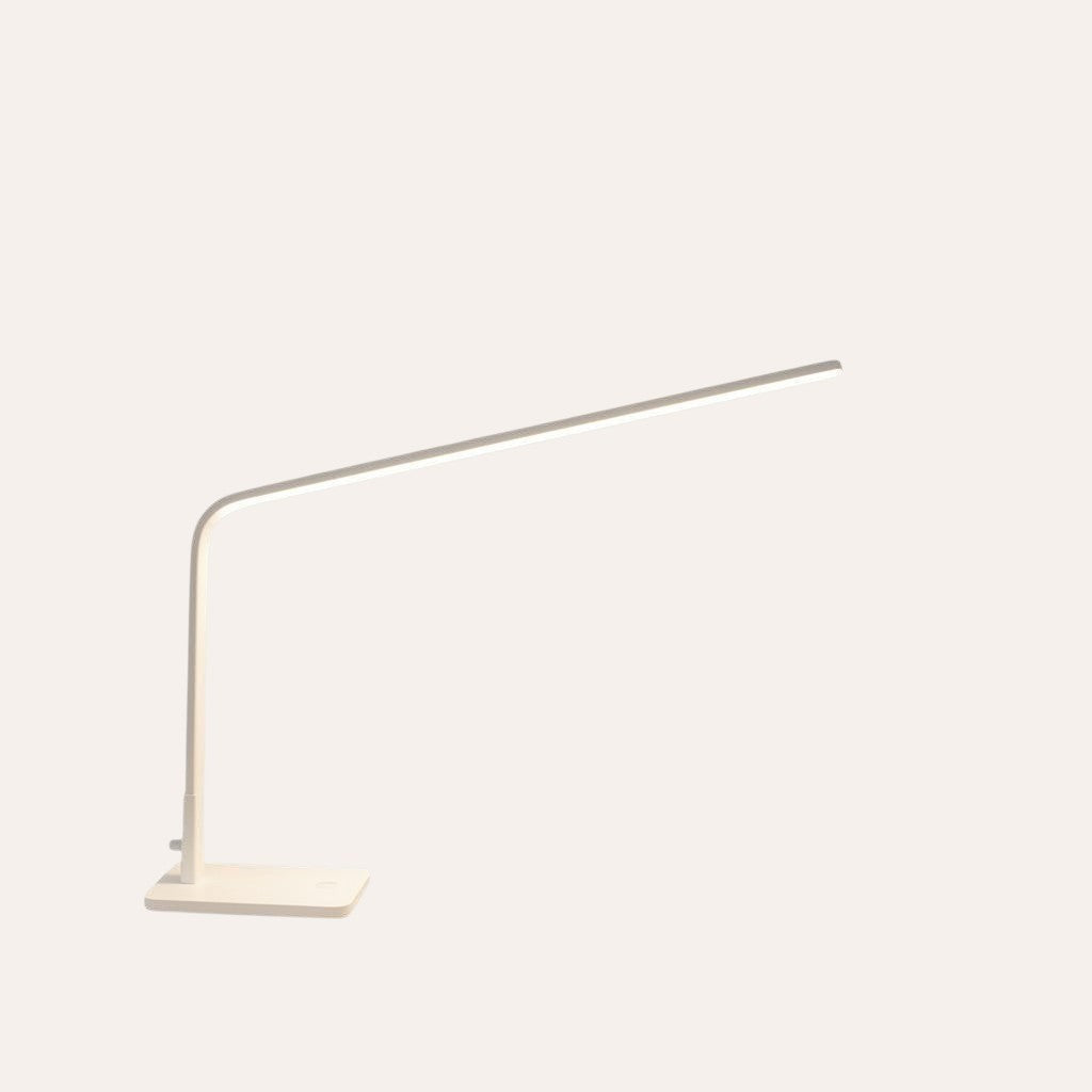 goodlampe white minimalist LED desk lamp with USB port, dimmable warm white light for reading and study