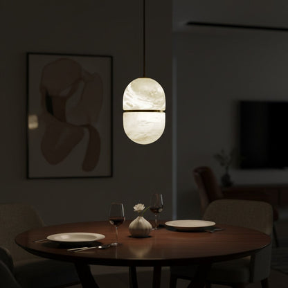 goodlampe modern art deco pendant light with white marble and gold accents, ideal for dining rooms.