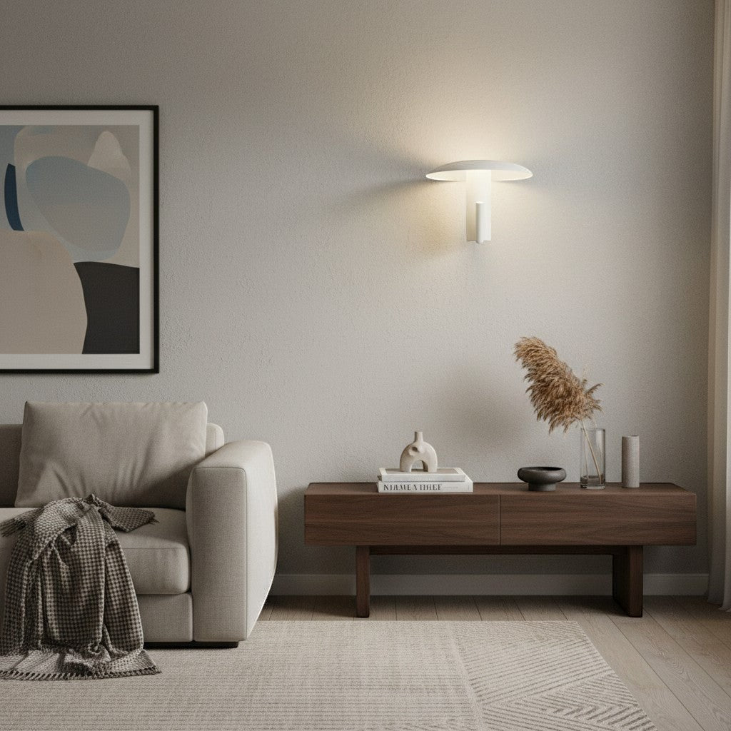 goodlampe modern white mushroom applique murale with acrylic shade and metal body, uplighting and downlighting