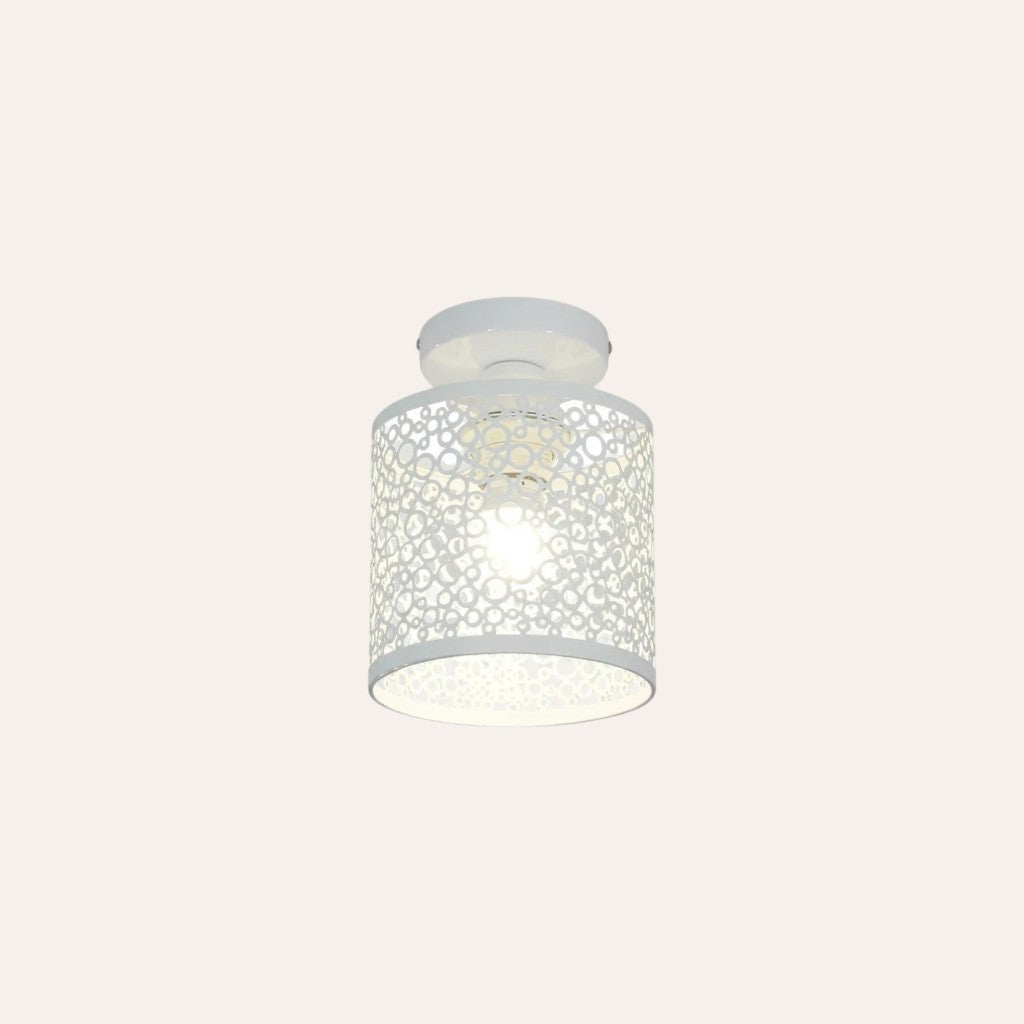 goodlampe white metal Nordic ceiling light with decorative cutout pattern, E27 bulb base