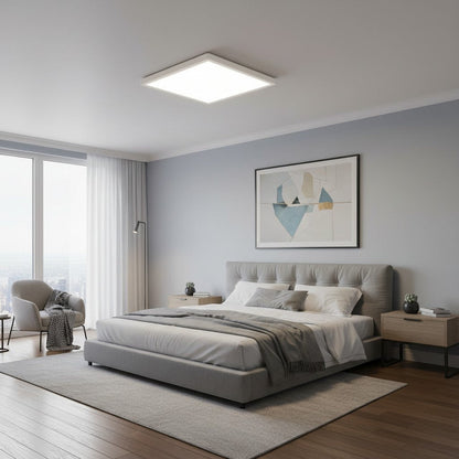 goodlampe white ultraminimalist square LED ceiling light, 30cm, 36W, 6500K cool white, IP44 rated